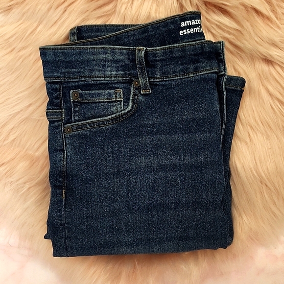 PRE-LOVED AMAZON ESSENTIALS DISTRESSED DENIM BOOTCUT JEANS-16+ - Picture 6 of 8